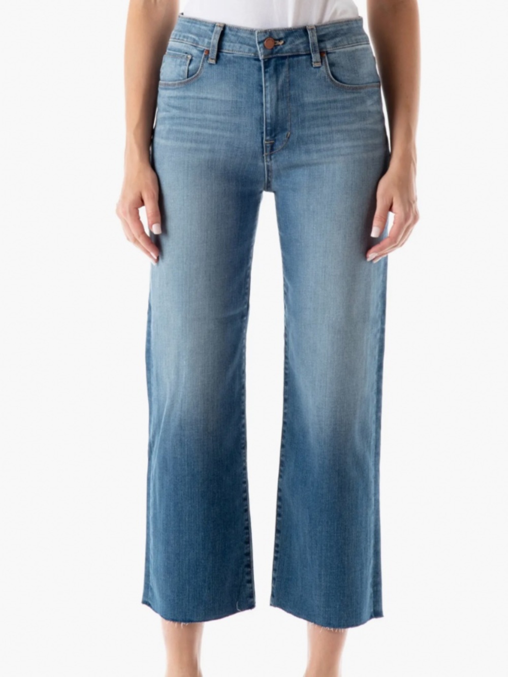 Fidelity Malibu High Rise Raw Hem Wide Leg Crop Jeans | Size 27
